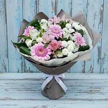 Букет цветов из:  Герберы, Альстромерии и Хризантемы в Марусино