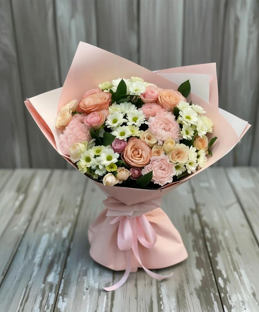 Букет цветов из: Гвоздики, Розы и Хризантемы в Марусино