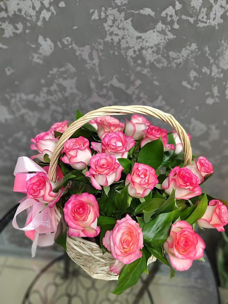 Цветочная композиция из Розы в корзине в Марусино