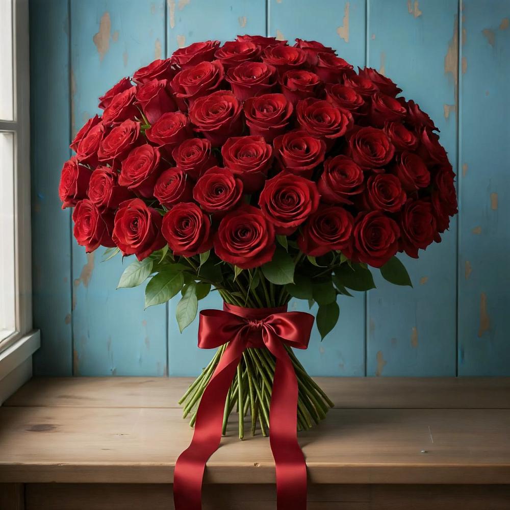 Букет Красные розы Блэк Меджик в Марусино