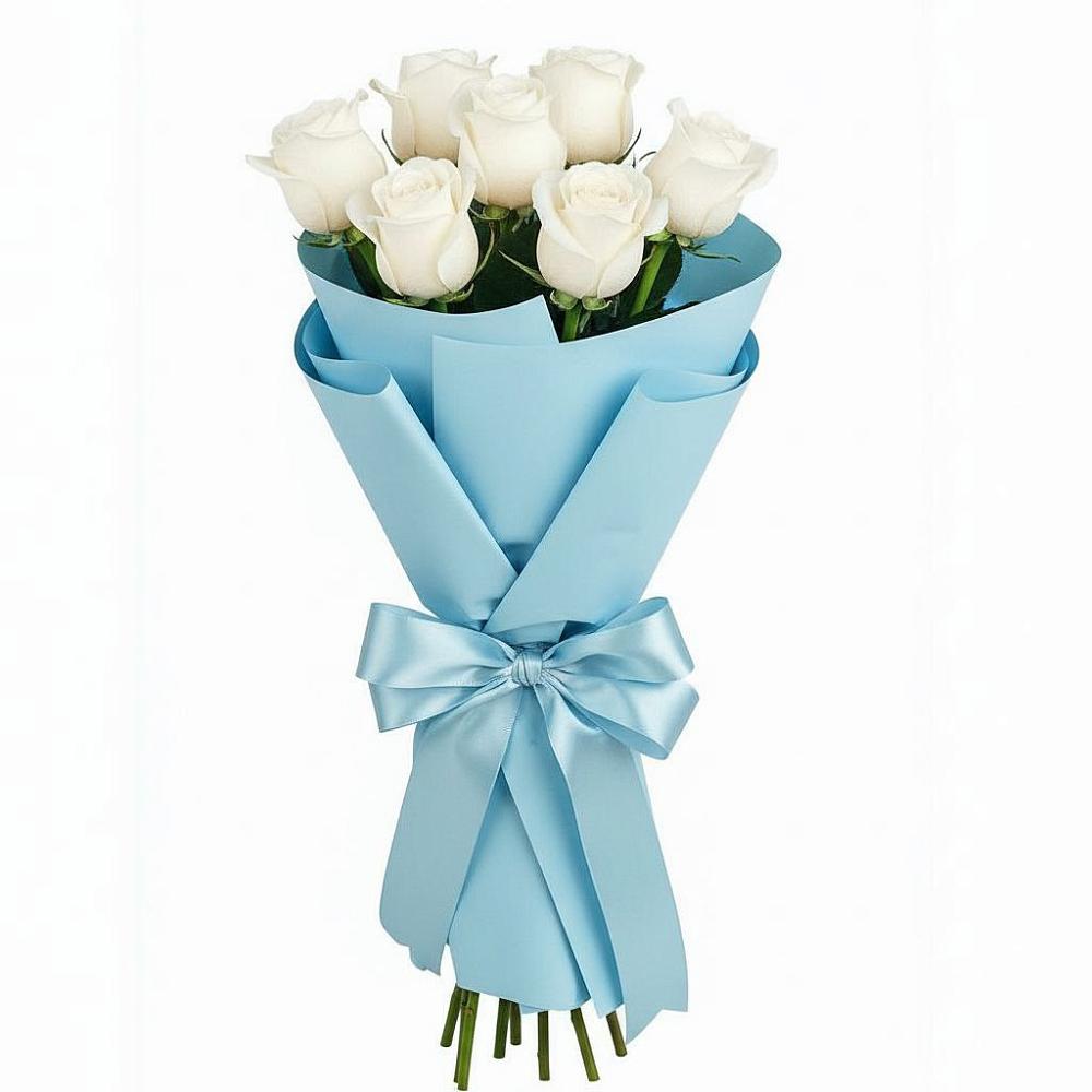 Букет 7 белых роз Проуд в Марусино