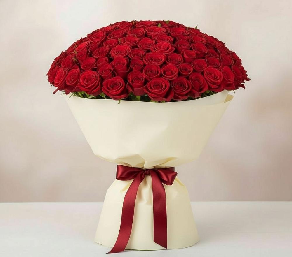 Букет 101 Красная роза Милано в Марусино