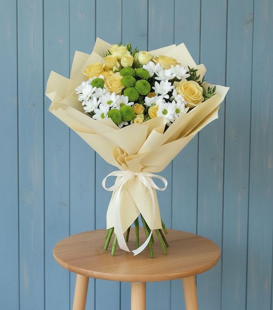 Букет цветов из: Хризантемы и Розы в Марусино