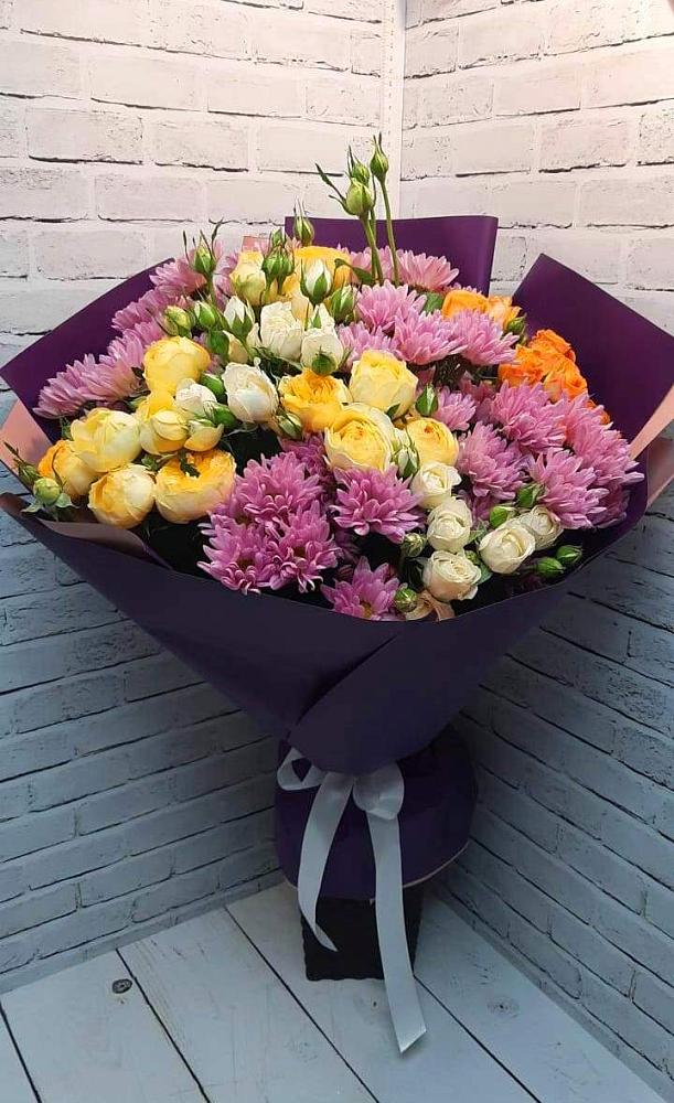 Букет цветов из: Хризантемы и Розы в Марусино