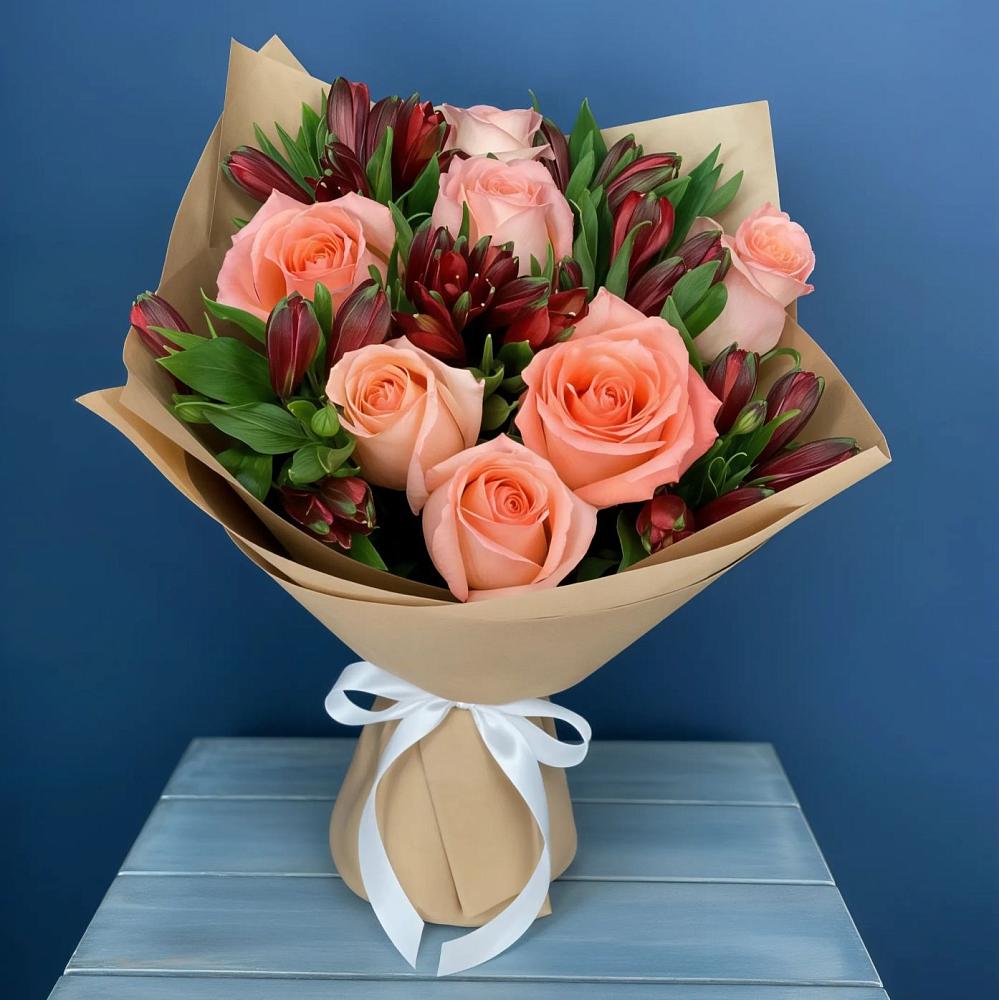 Букет цветов из: Розы и Альстромерии в Марусино