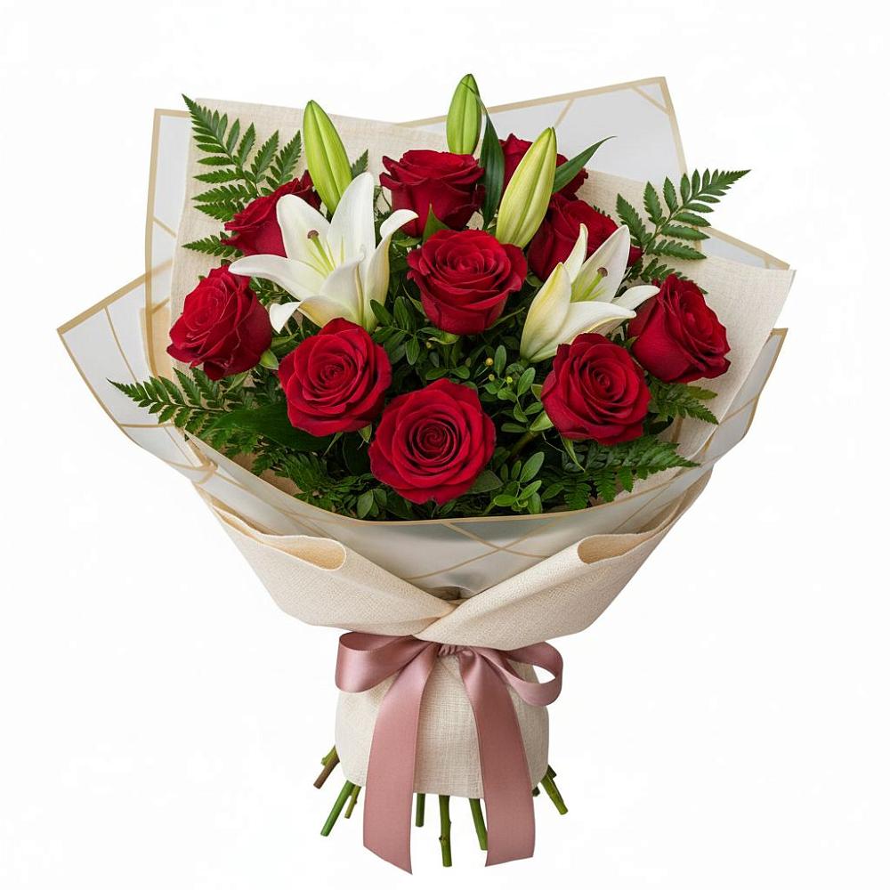 Букет цветов из: Лилии и Розы в Марусино