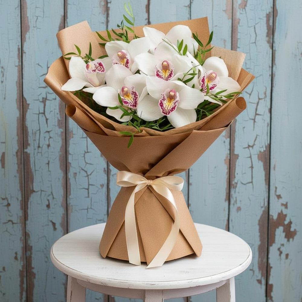 Букет цветов из: Орхидеи и Розы в Марусино