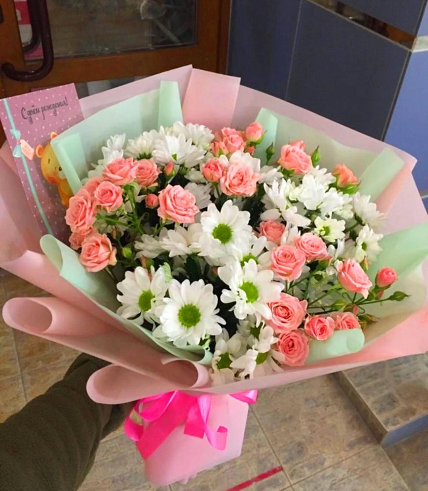 Букет цветов из: Розы и Хризантемы в Марусино