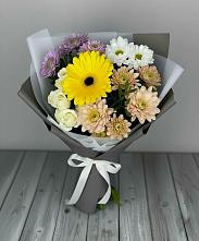 Букет цветов из:  Розы, Герберы и Хризантемы в Марусино