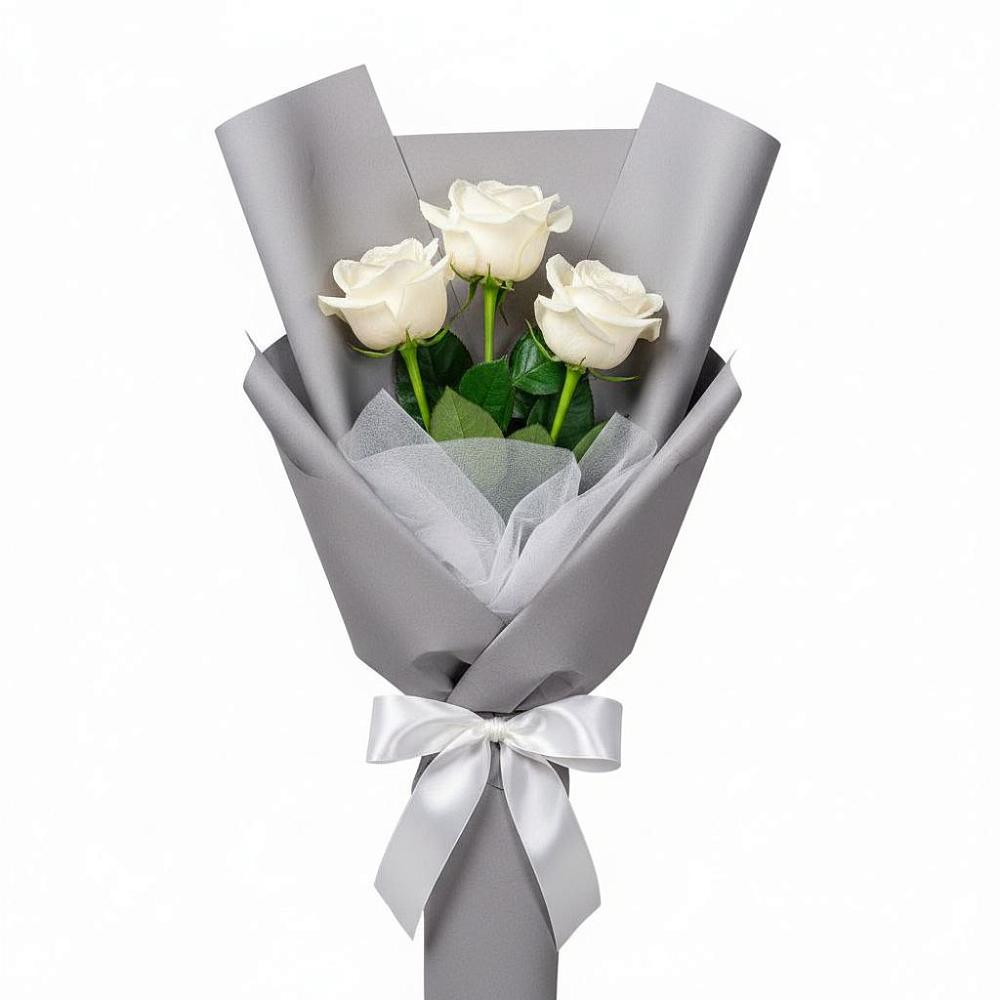 Букет 3 белые розы в Марусино