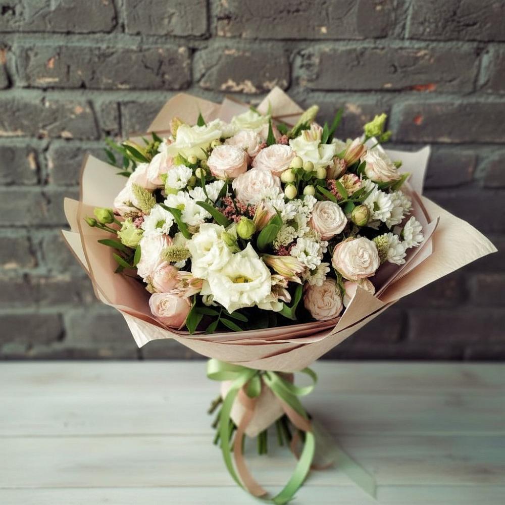 Букет цветов из: Альстромерии, Розы и Хризантемы в Марусино
