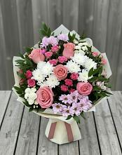 Букет цветов из:  Альстромерии, Гвоздики, Розы и Хризантемы #REPLACE_PRED# Марусино