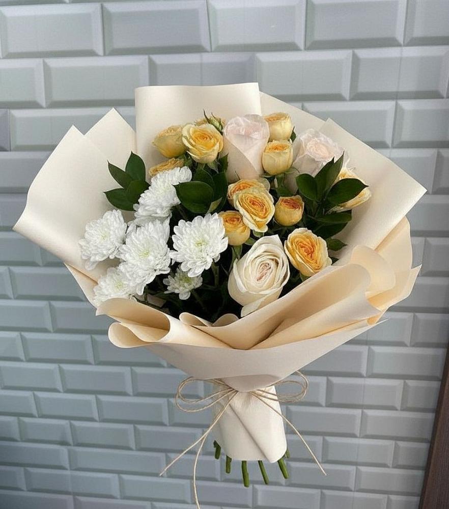 Букет цветов из: Розы и Хризантемы в Марусино