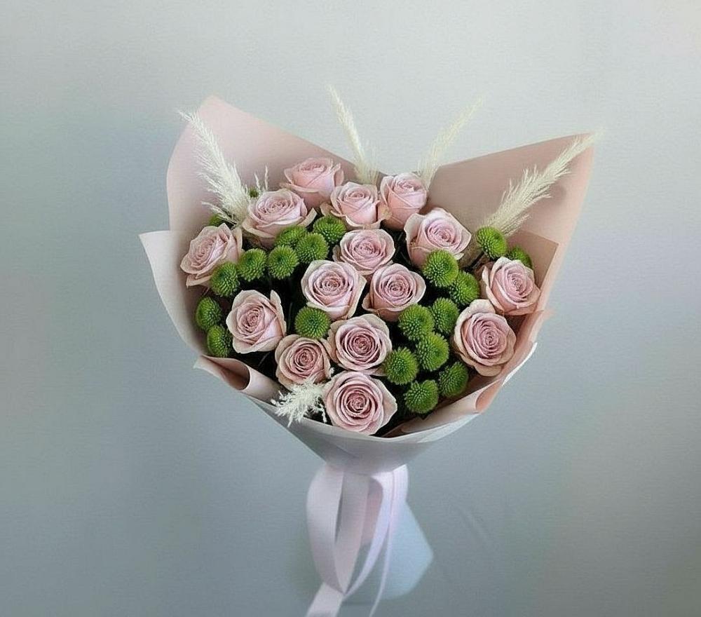 Букет цветов из: Розы и Хризантемы в Марусино