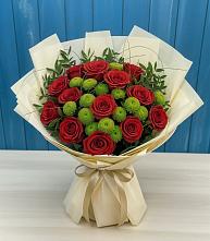 Букет цветов из:  Розы и Хризантемы #REPLACE_PRED# Марусино