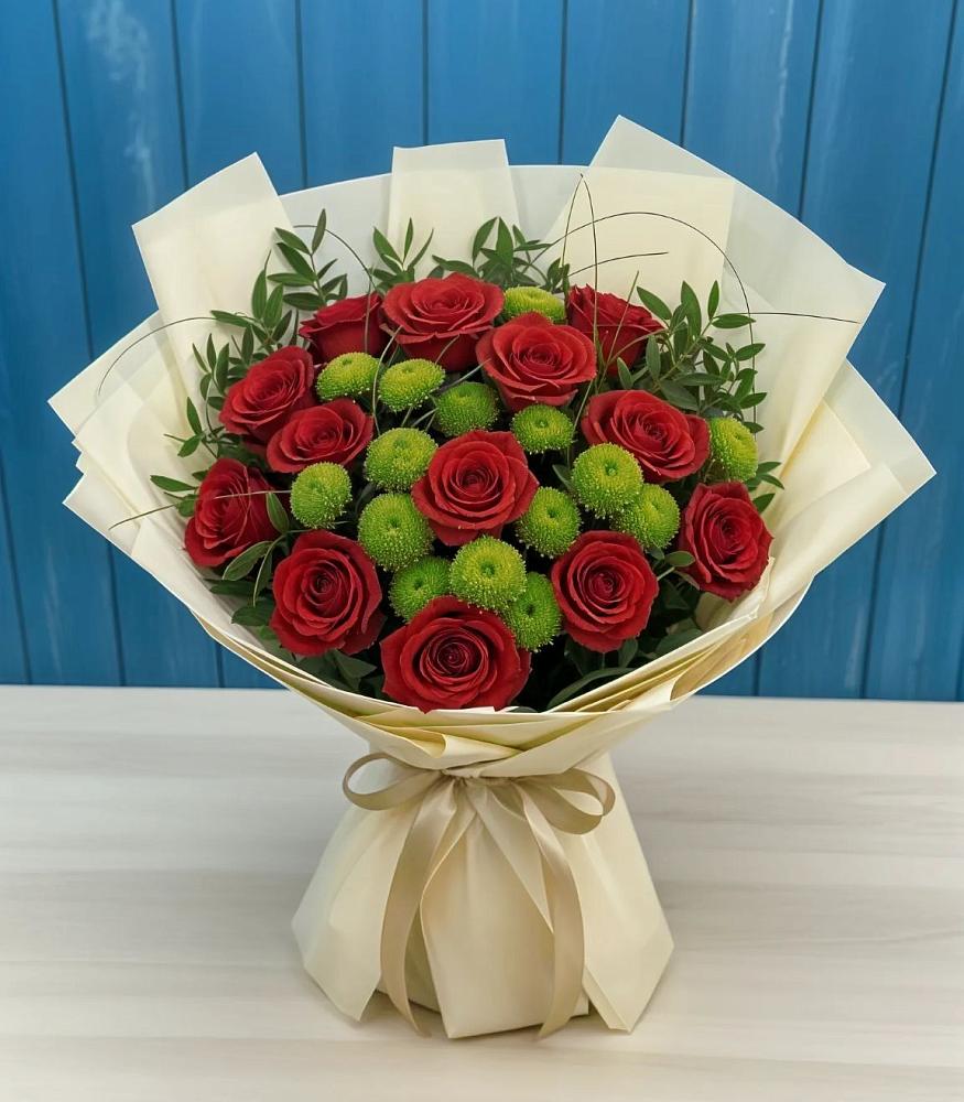 Букет цветов из: Розы и Хризантемы в Марусино