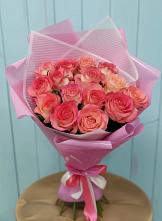 Букет 15 Розовых роз Равель в Марусино