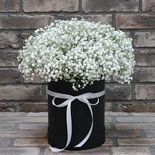 Цветочная композиция из Гипсофила в шляпной коробке в Марусино